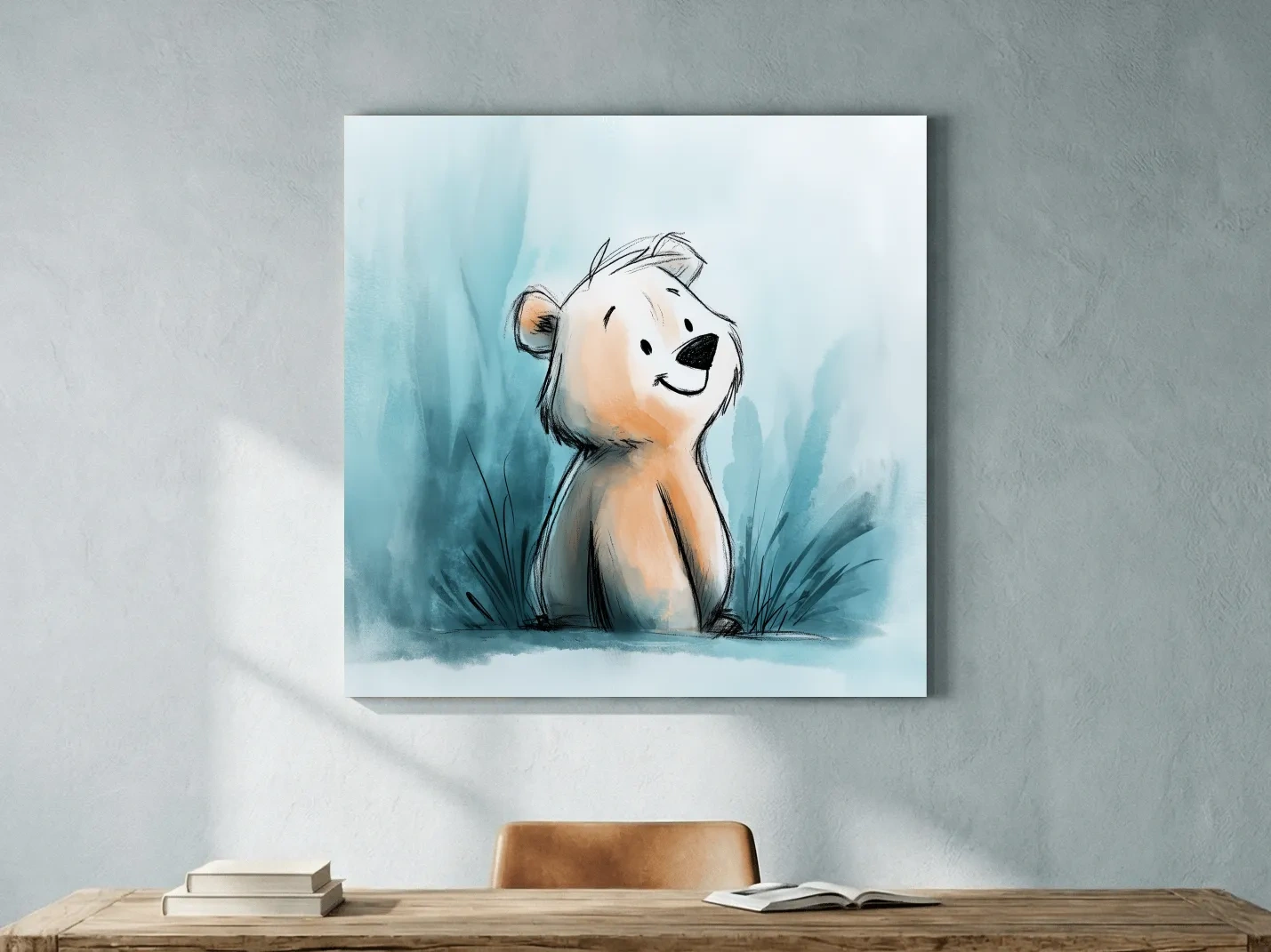Cute Watercolor Bear Cub Illustration - Whimsical Nursery Animal Wall Art