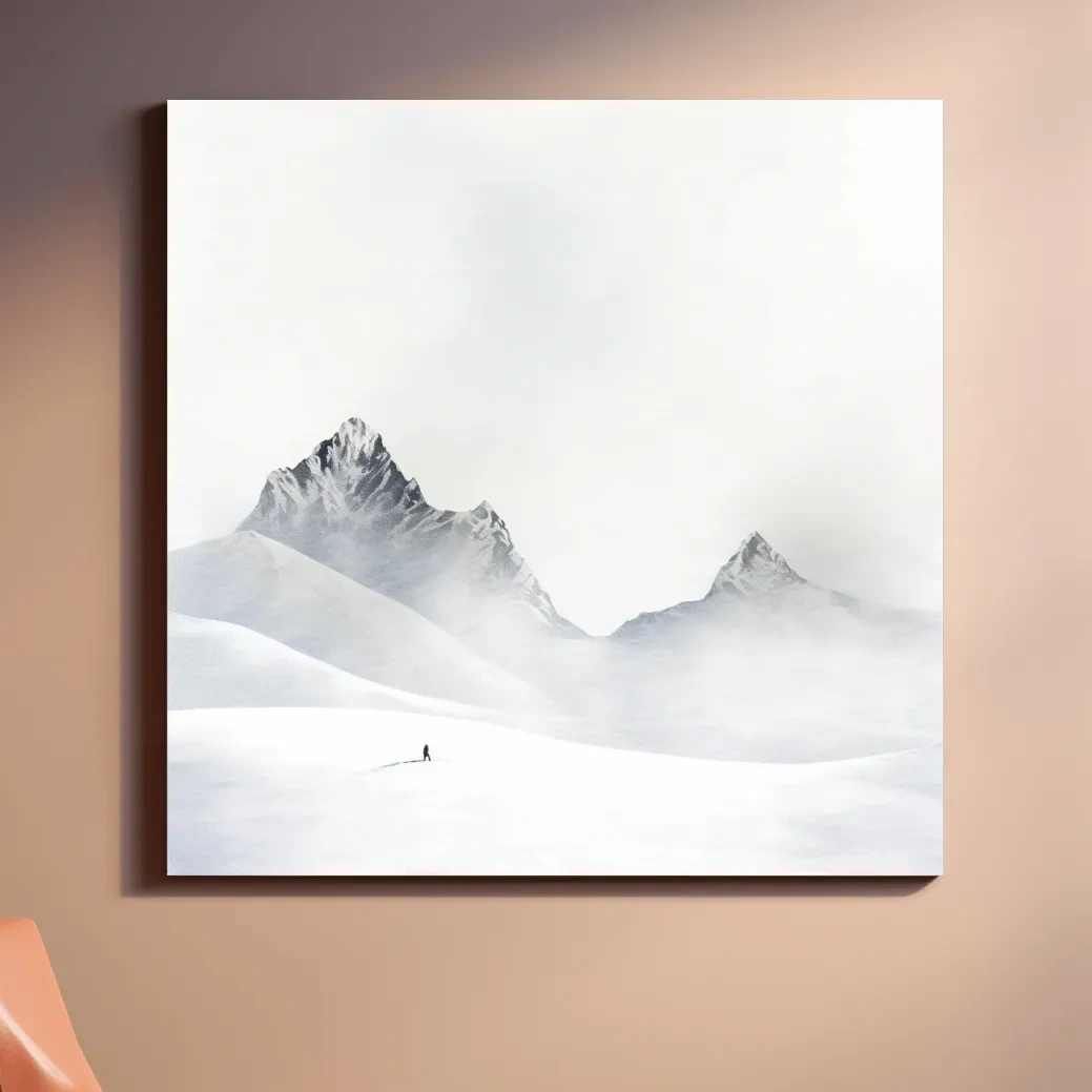 Black and White minimal mountain art