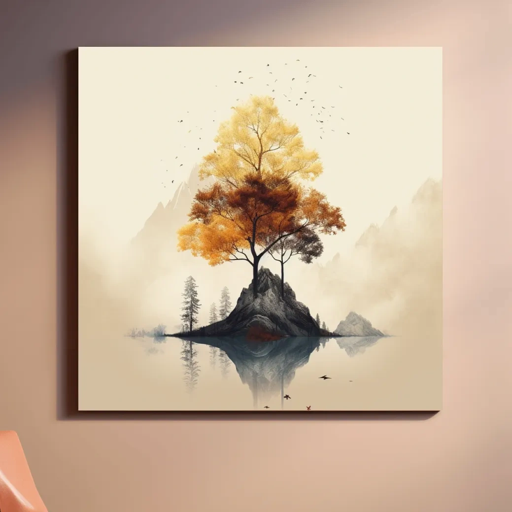Minimal art, tree growing from rock