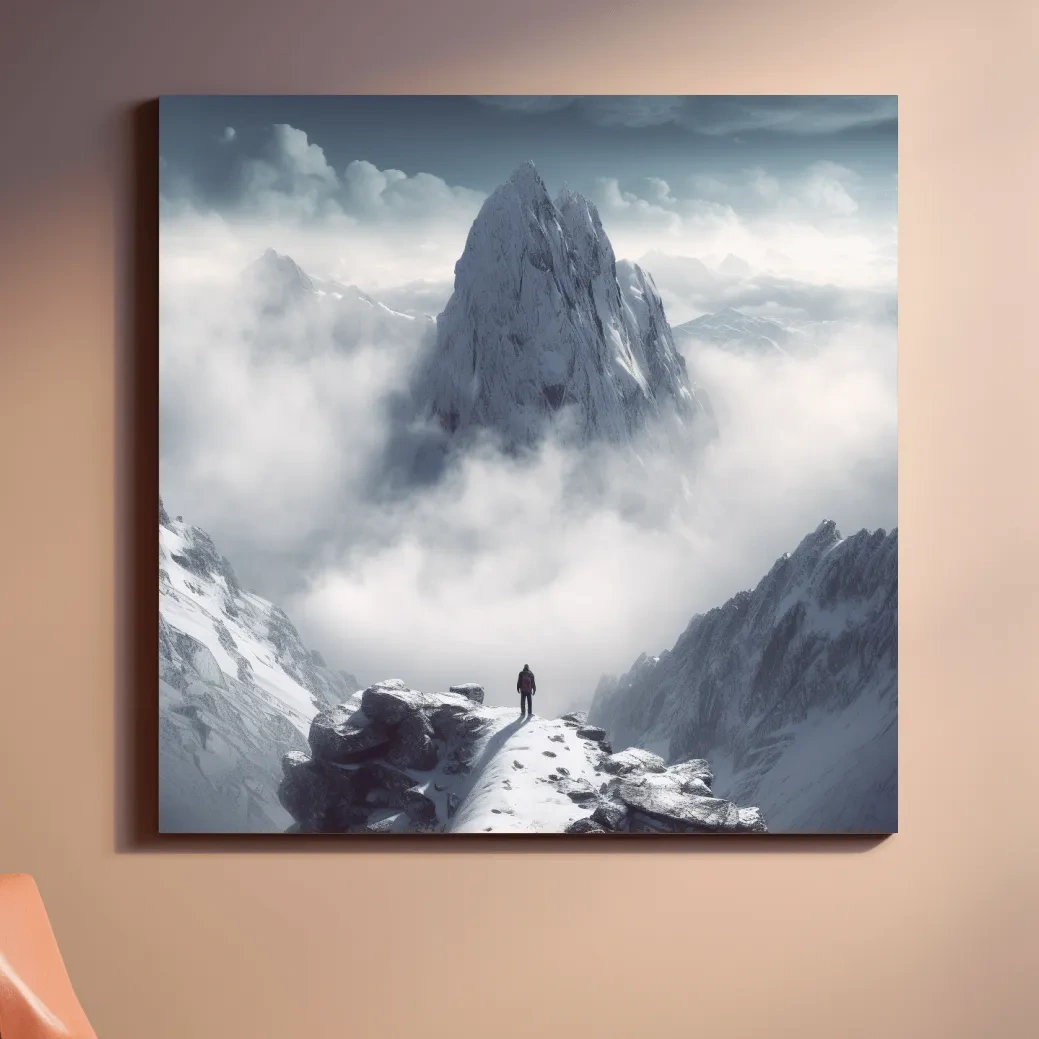 Epic Snowy Mountain Peak Above Clouds - Cinematic Alpine Landscape Wall Art