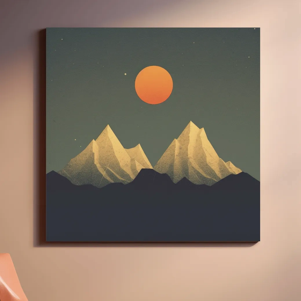 Minimal art of snow capped mountains