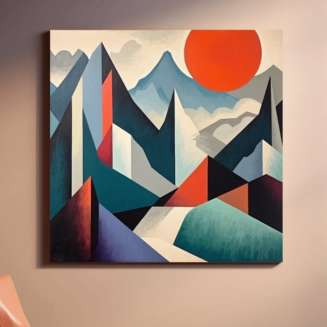 Abstract suprematism mountain painting