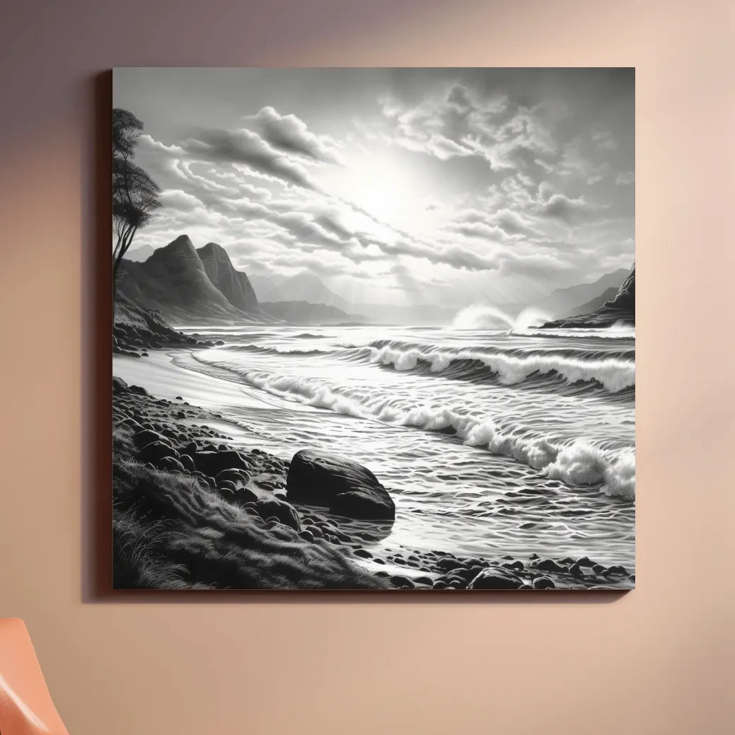 Black And White Ocean Waves Photography - Dramatic Coastal Landscape Wall Art