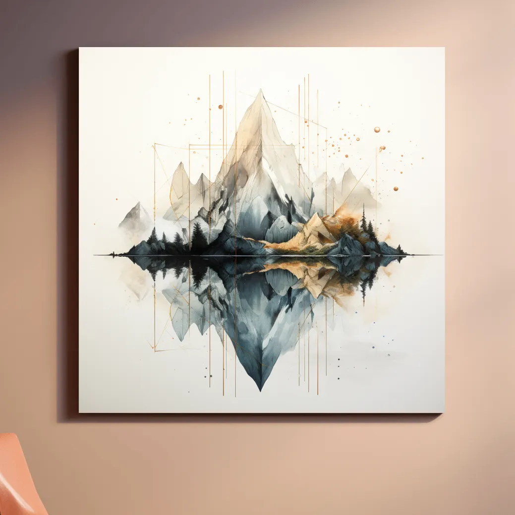 Minimal art of reflective mountains