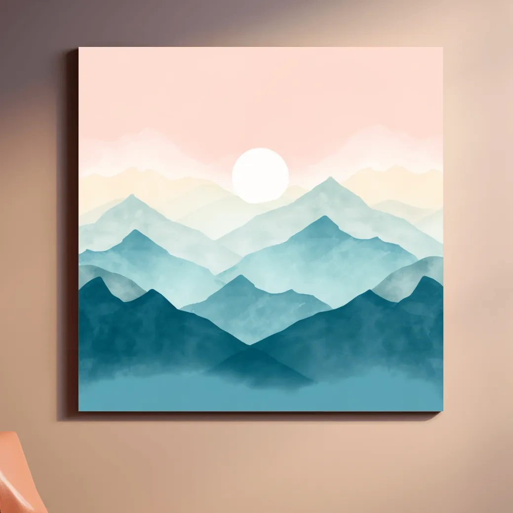 Soft pastel mountain landscape painting