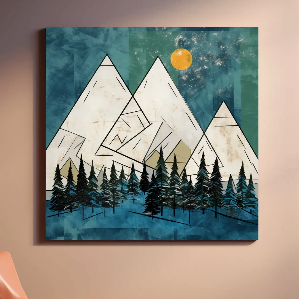 Mountain illustration artwork, treeline in the alpine