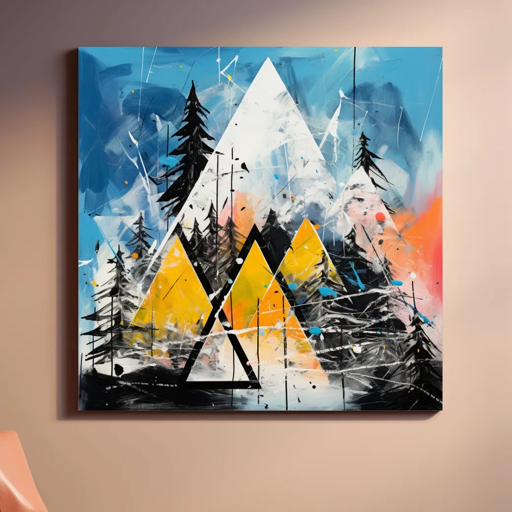 Abstract Geometric Mountain Peaks - Vibrant Colorful Forest Wall Art