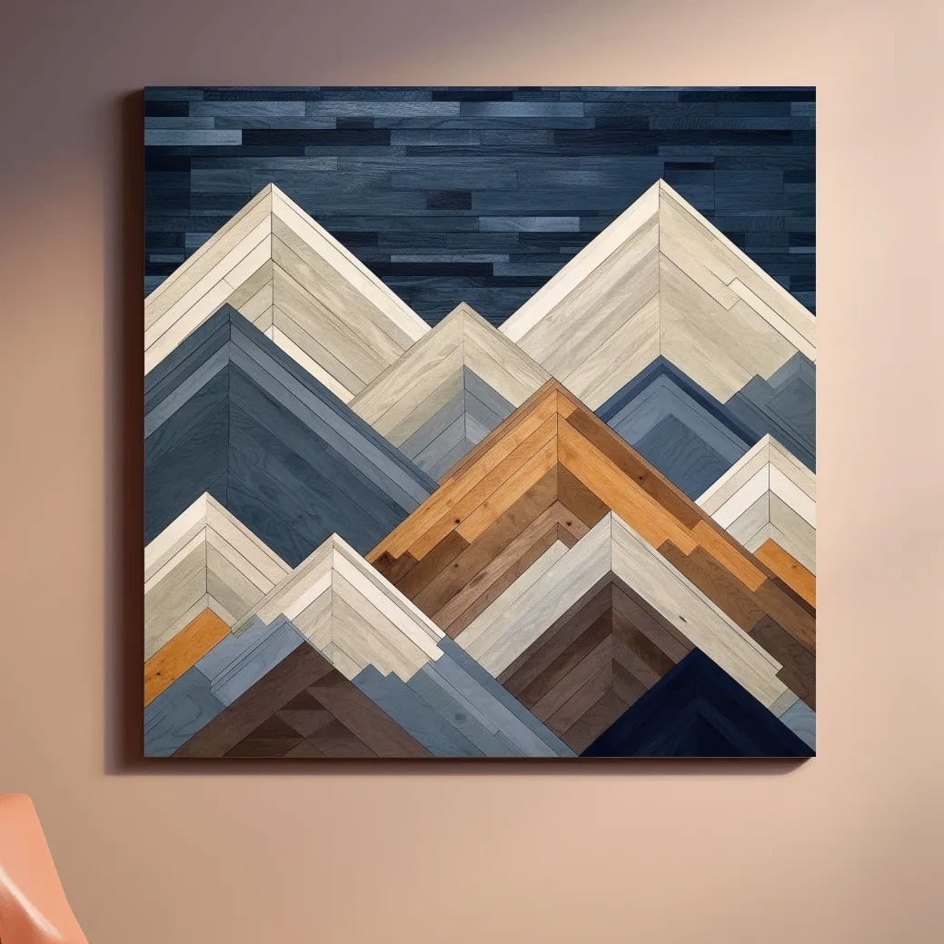 Geometric Wooden Mountain Peaks - Modern Abstract Landscape Wall Art