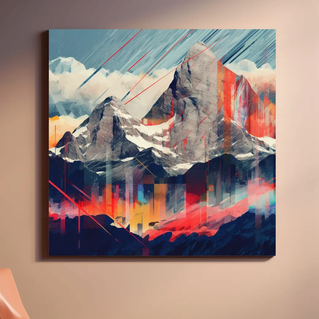 Abstract mountain, colourful glitch art