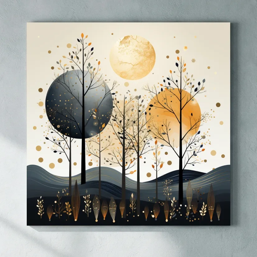 Chic Boho Tree Forest Landscape - Surreal Modern Wall Art
