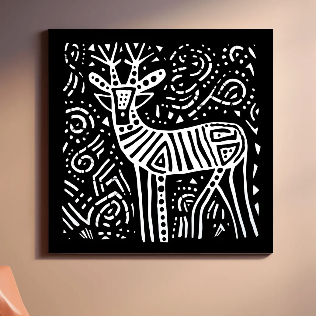 Simple tribal style doodle illustration of a deer