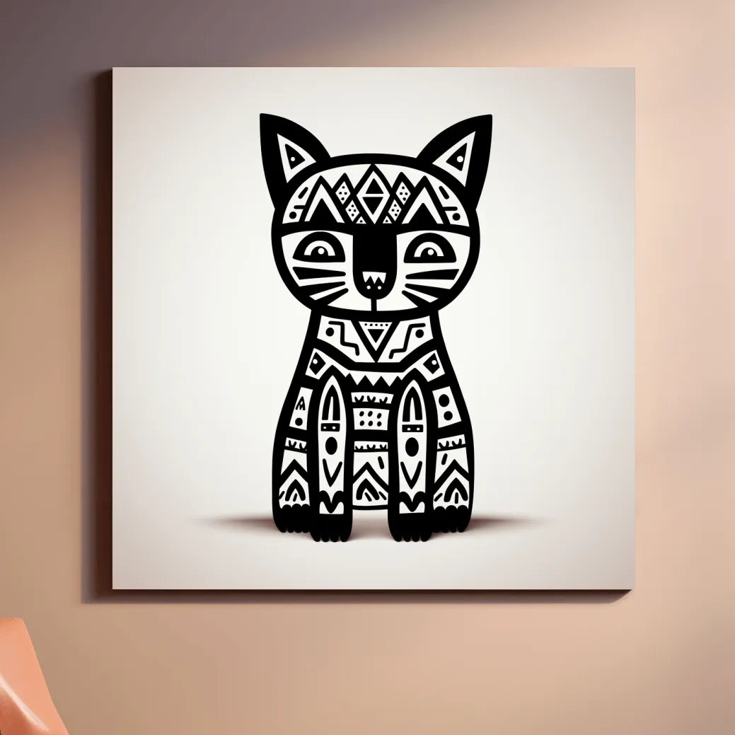 Outline of a quirky cartoon cat, minimal doodle art illustration