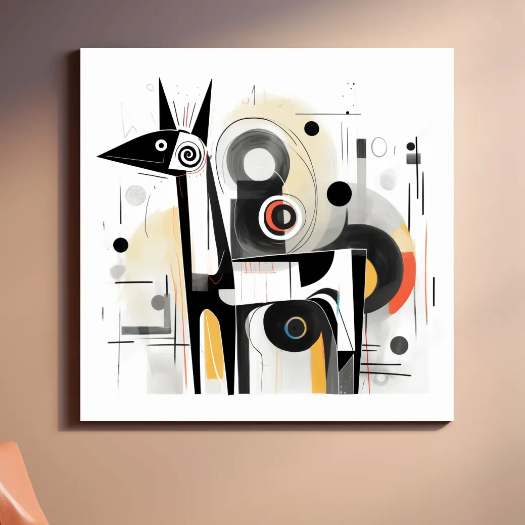 Abstract mid-century style painting of a geometric deer