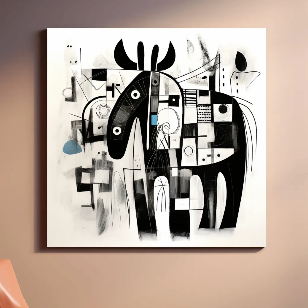 Mid-century abstract style painting of a moose