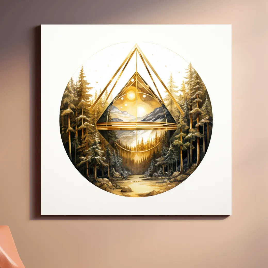 Elegant abstract golden forest painting
