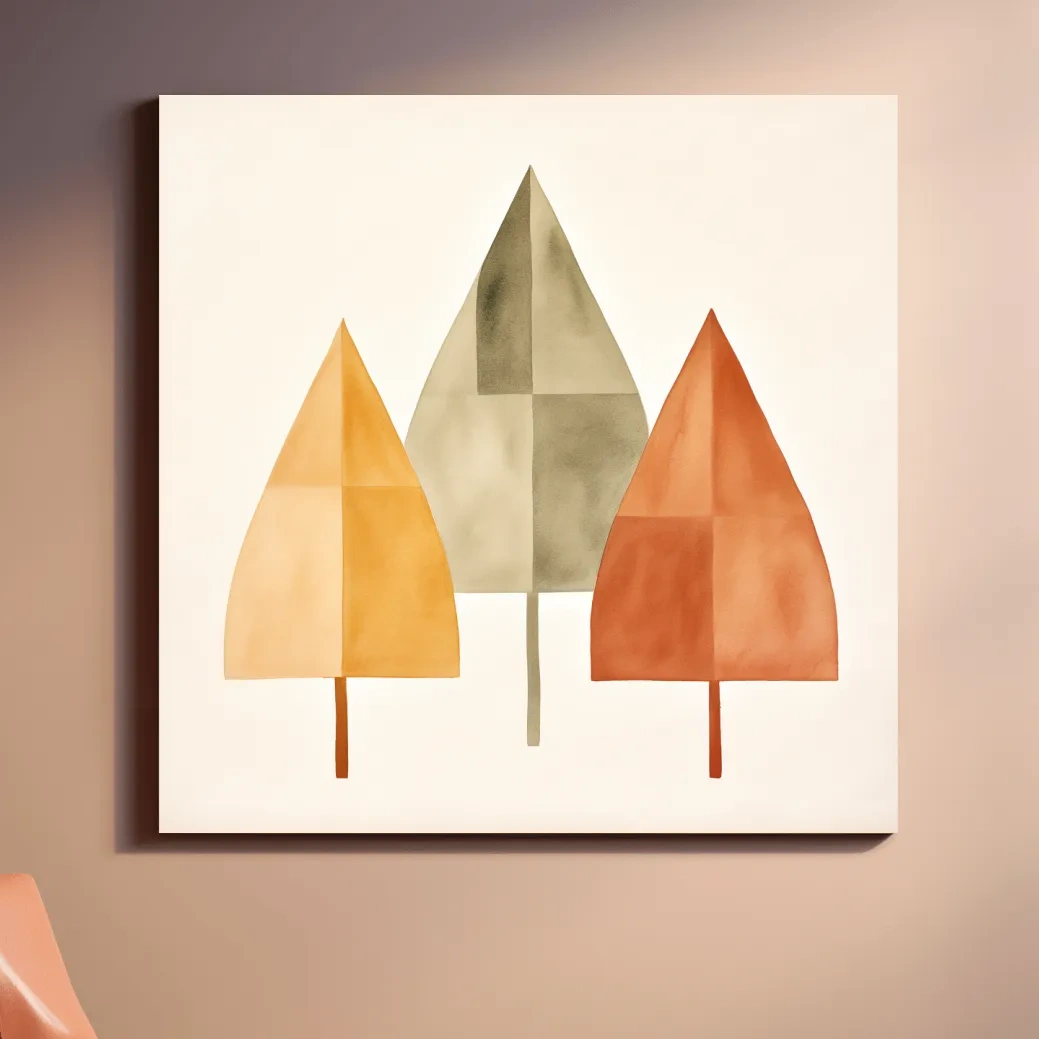 Minimal boho art, rustic trees