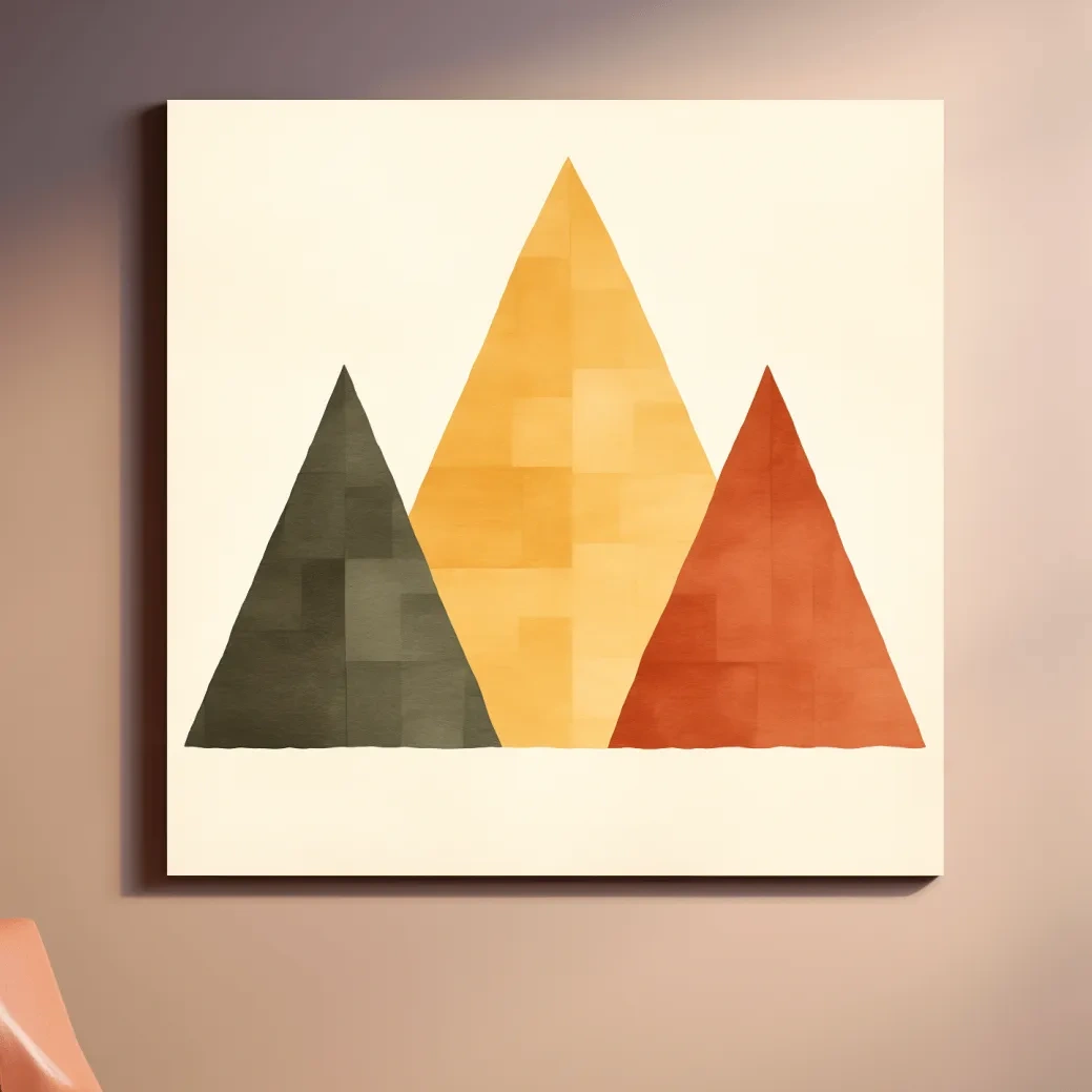 Minimal geometic mountain art, rustic boho style illustration