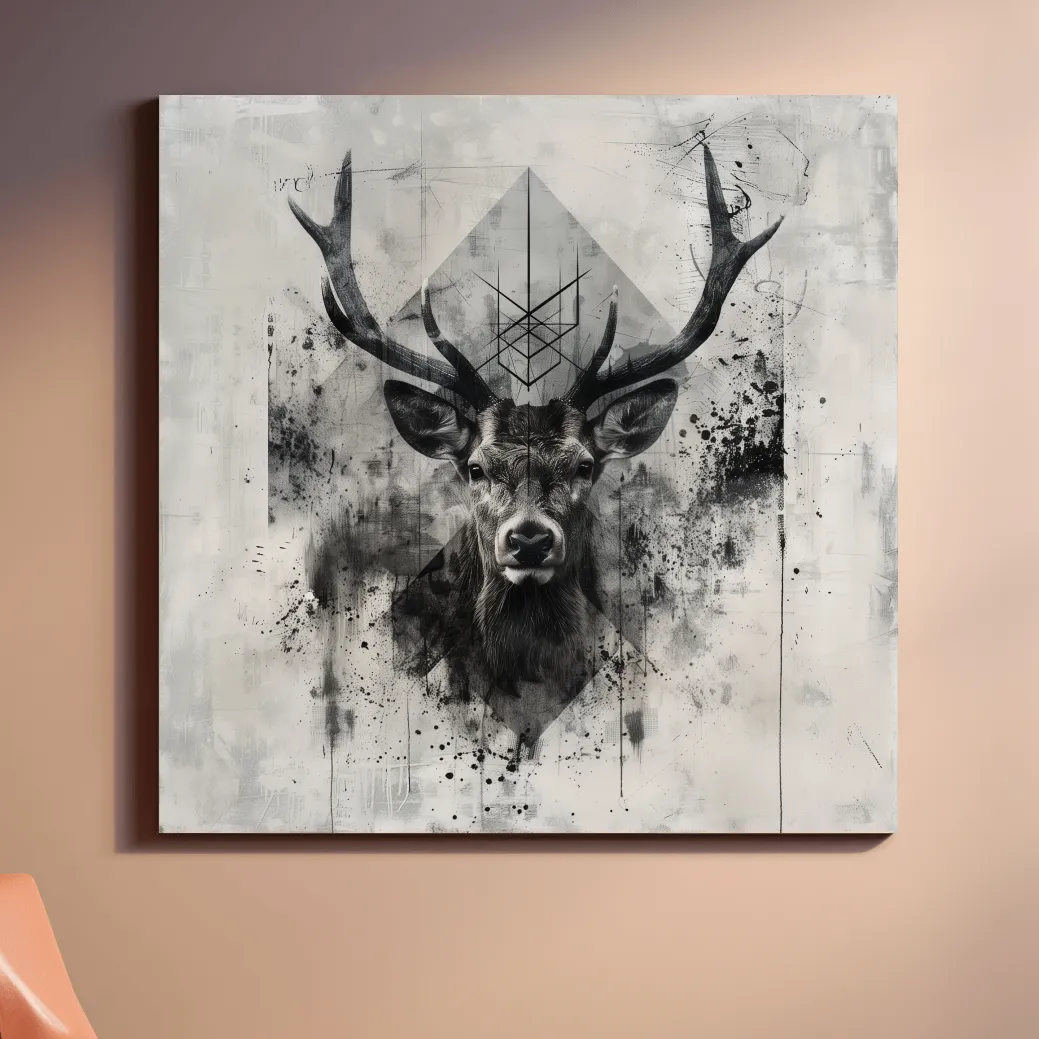Ornate tribal deer artwork, graffiti tattoo inspired design