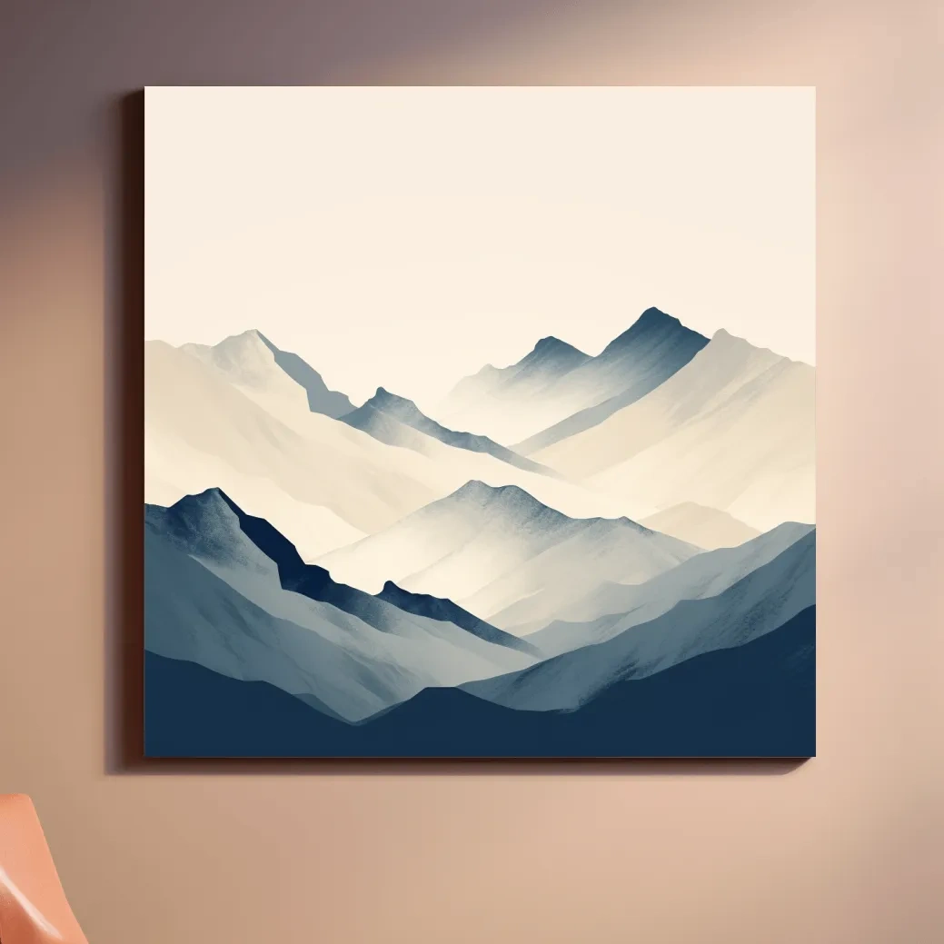 Rustic mountain artwork, minimal mountain shapes