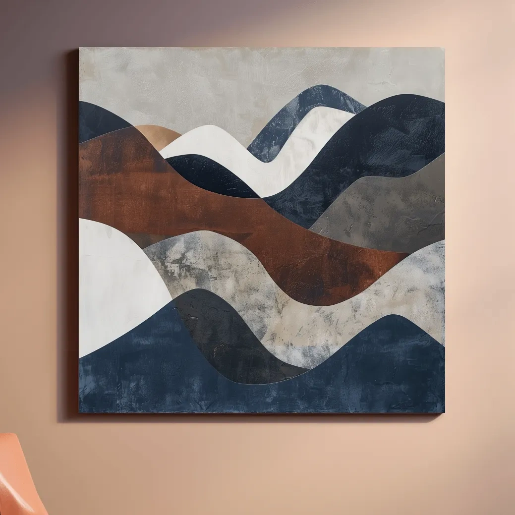 Modern abstract art, rolling mountain patterns wall art painting