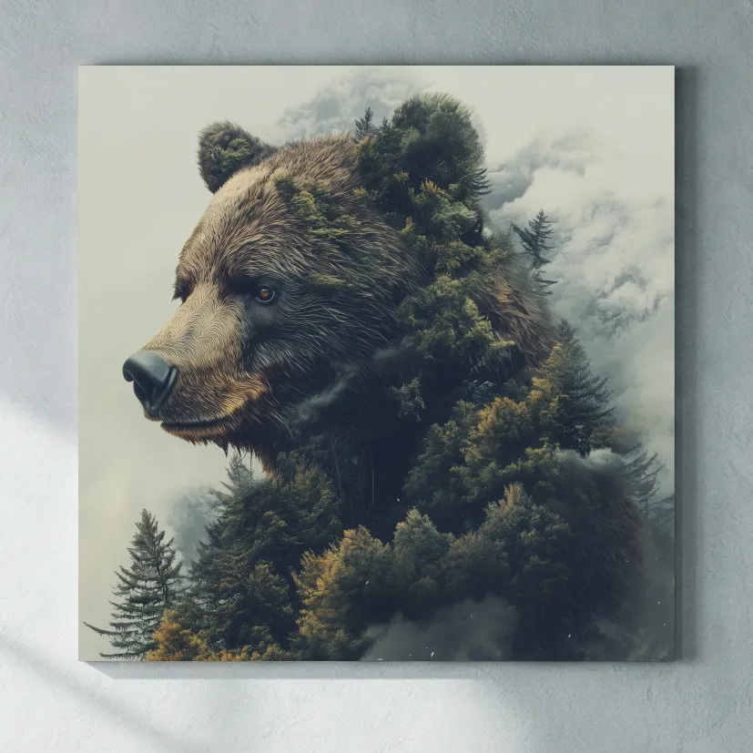 Surreal Grizzly Bear Forest - Wildlife Nature Wall Art