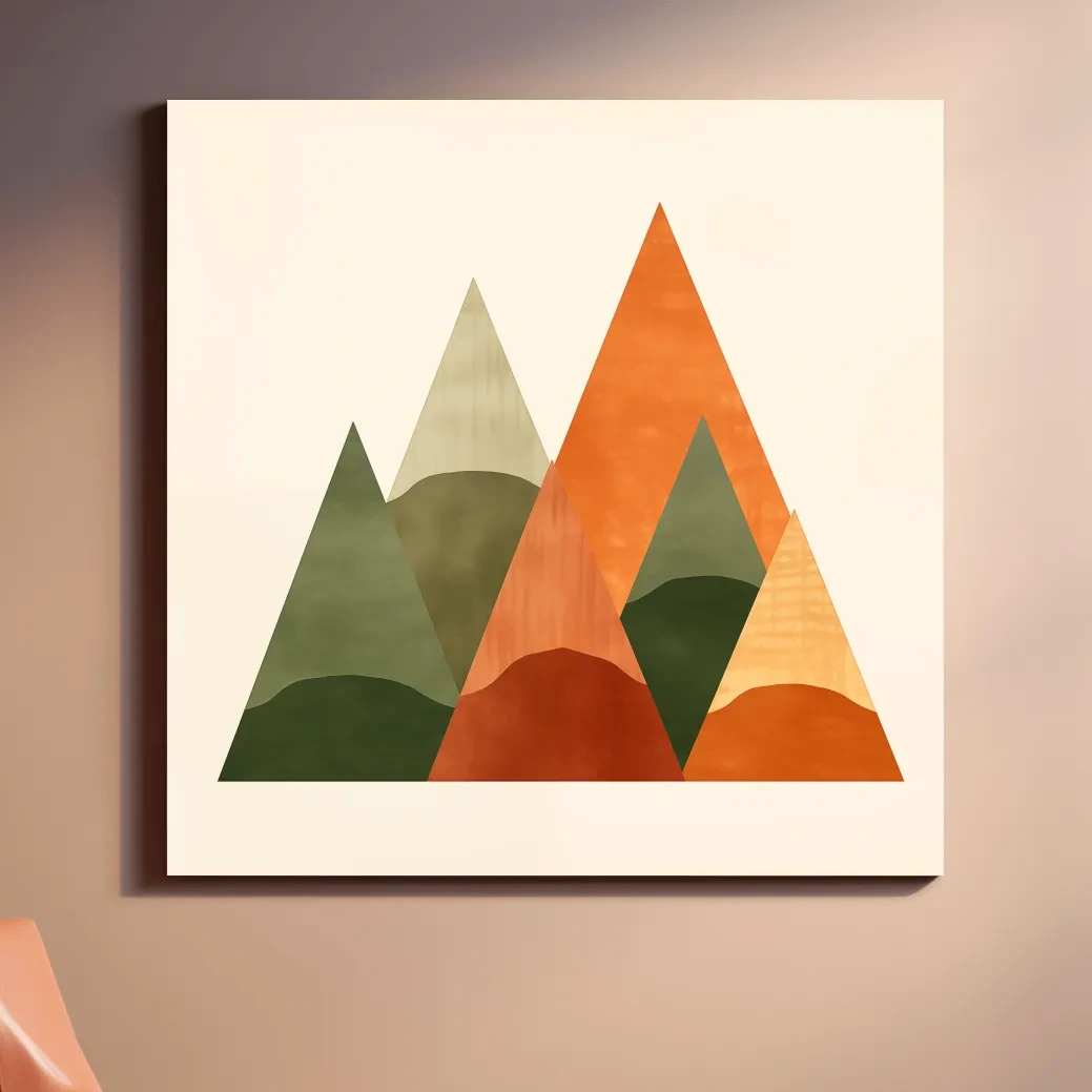 Rustic boho geometic mountain art illustration