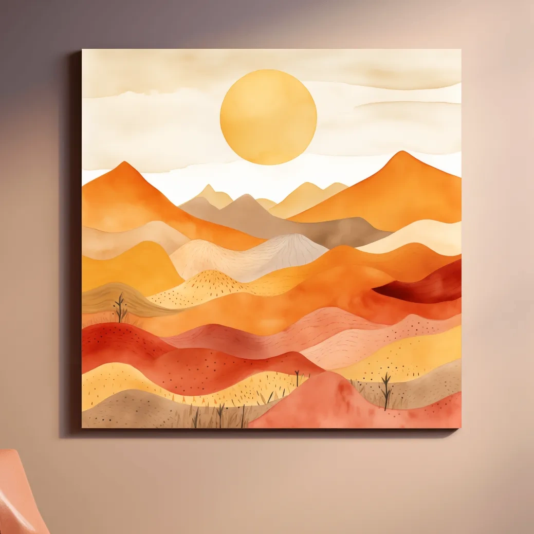 Watercolour style illustation of abstract mountain shapes