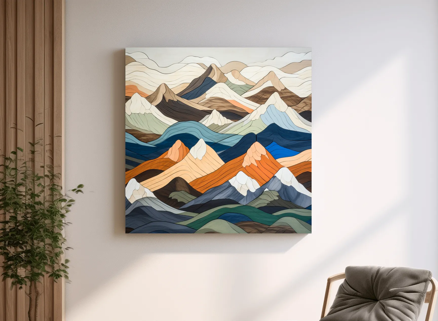 Layered Geometric Mountain Ranges - Modern Abstract Landscape Artwork