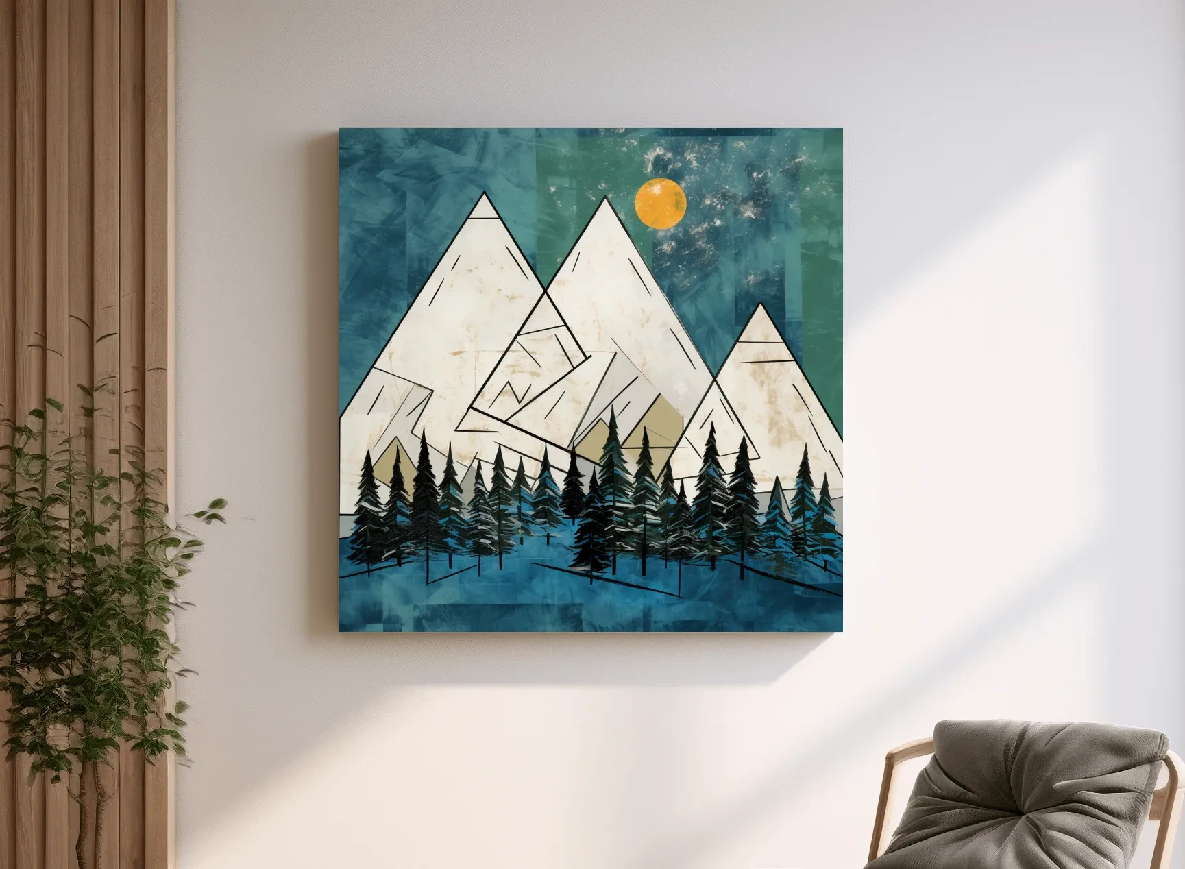Mountain illustration artwork, treeline in the alpine