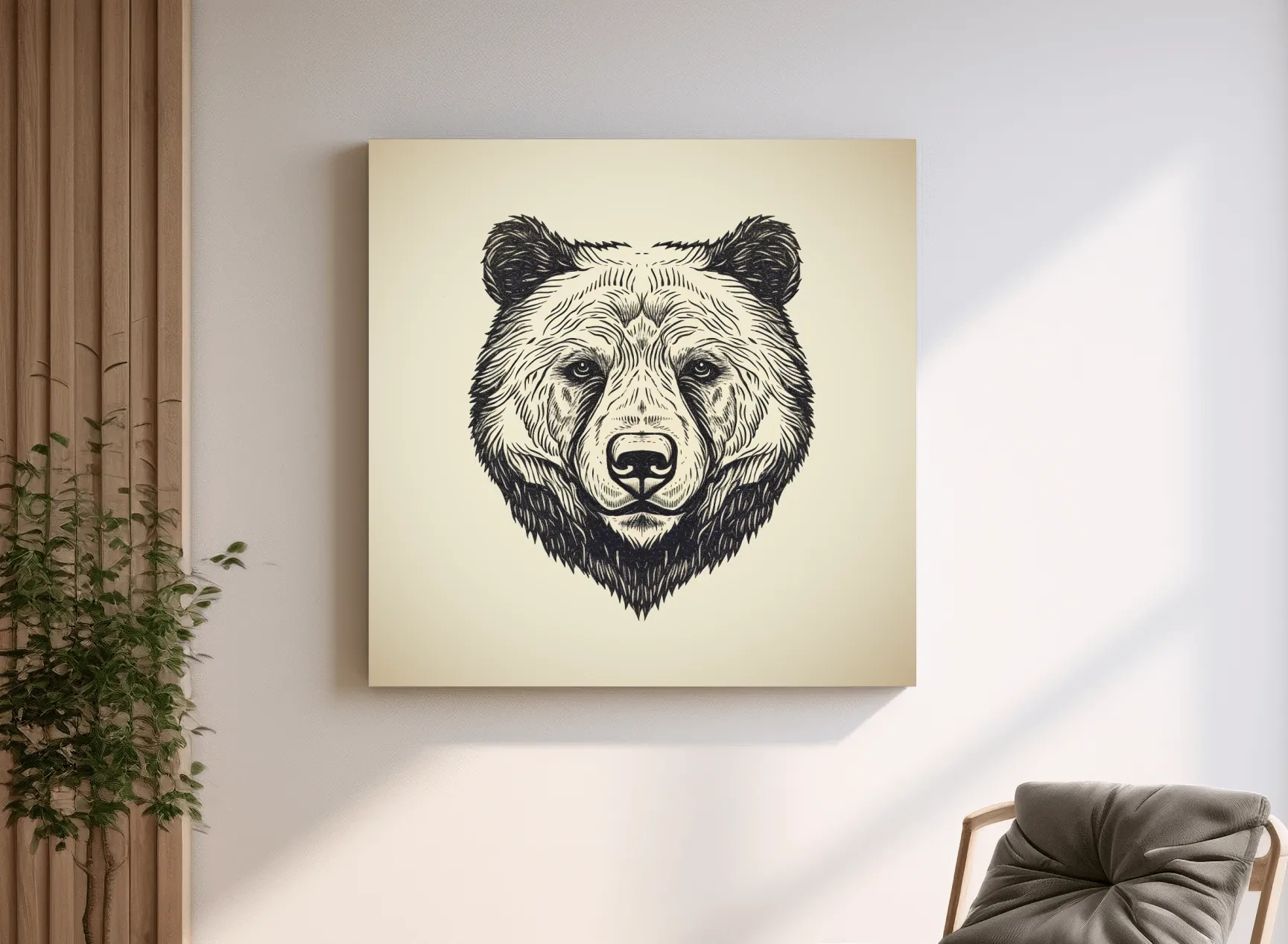 Vintage Grizzly Bear Line Drawing - Minimalist Wildlife Wall Art