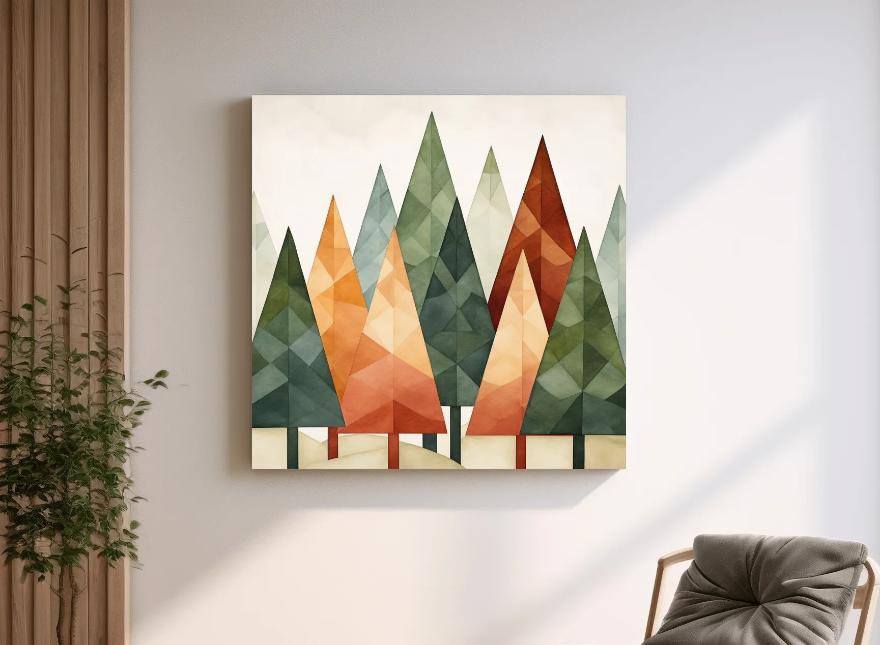 Rustic Watercolor Pine Forest - Scandinavian Nature Wall Art