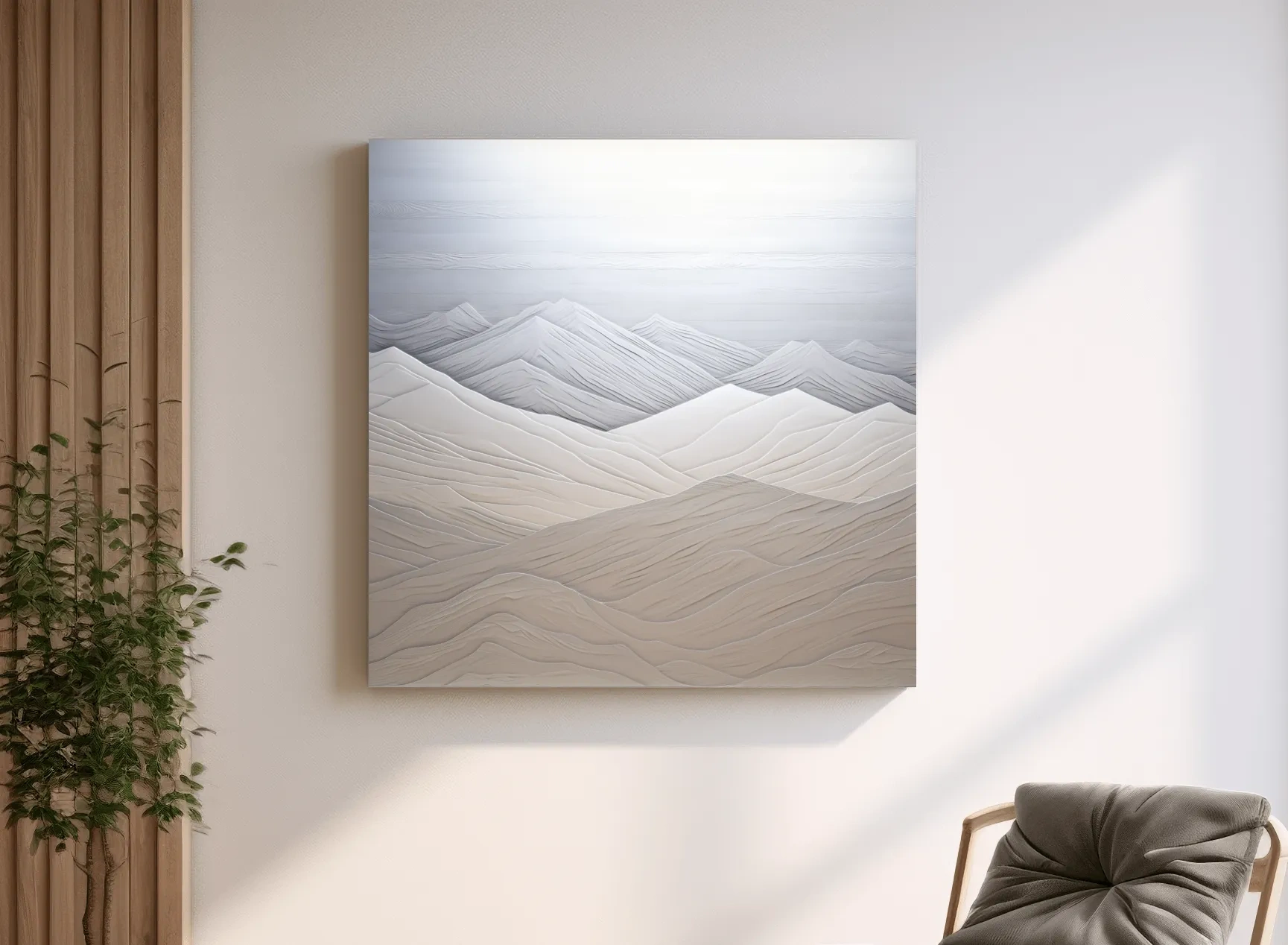 Minimalist Layered Mountain Relief Landscape - Monochrome Artwork