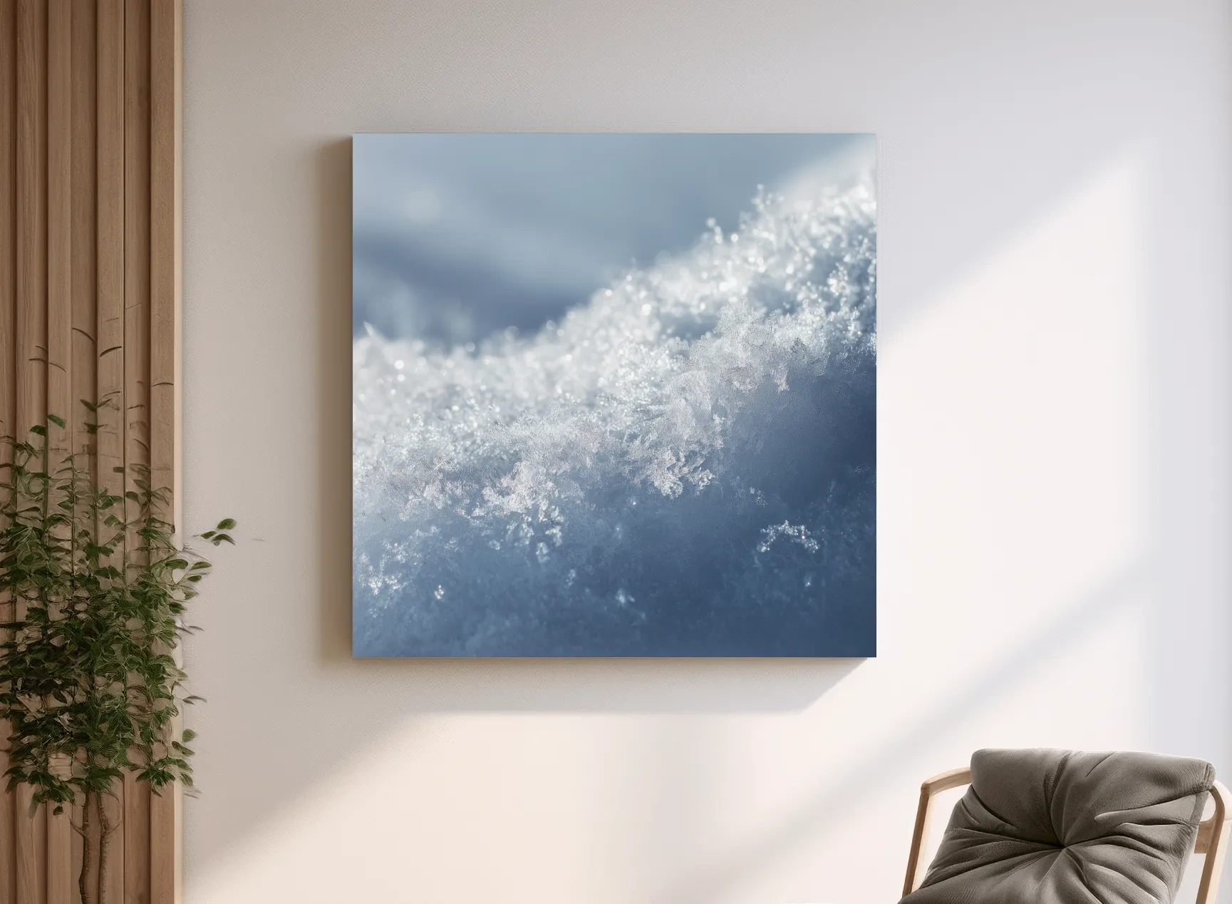Sparkling Snowflake Ice Crystal Macro - Minimalist Winter Nature Wall Art