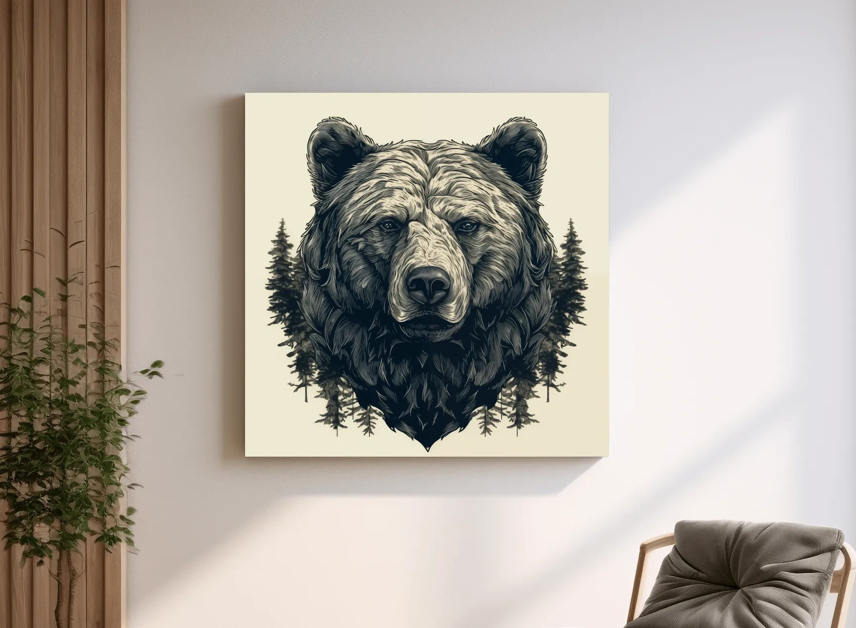 Grizzly Bear Portrait Illustration Artwork - Vintage Wilderness Forest Wall Art