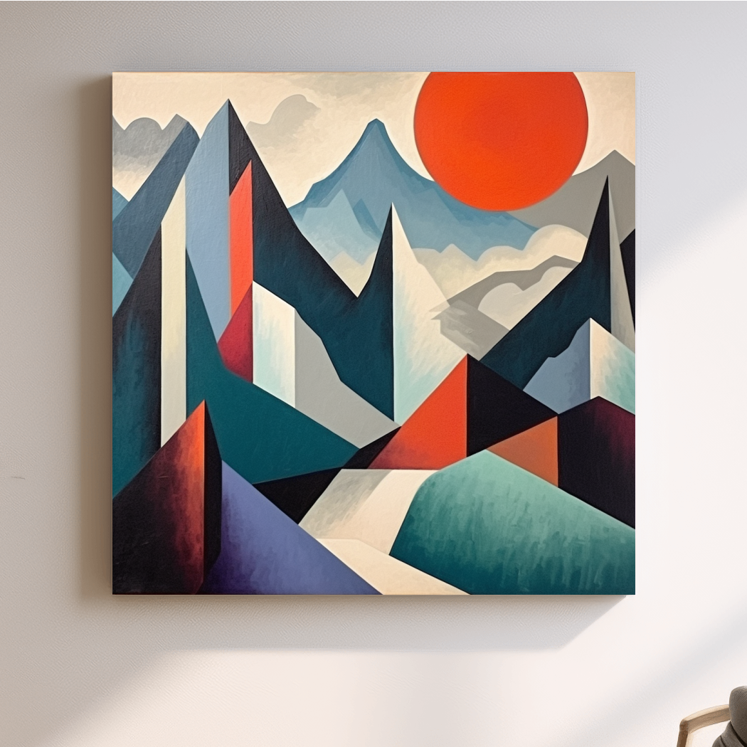Abstract suprematism mountain painting