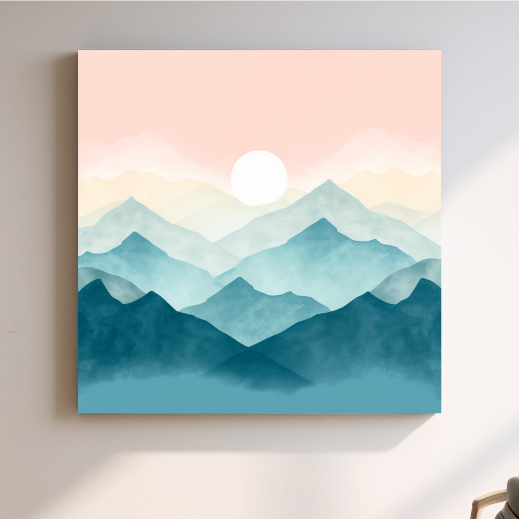 Soft pastel mountain landscape painting