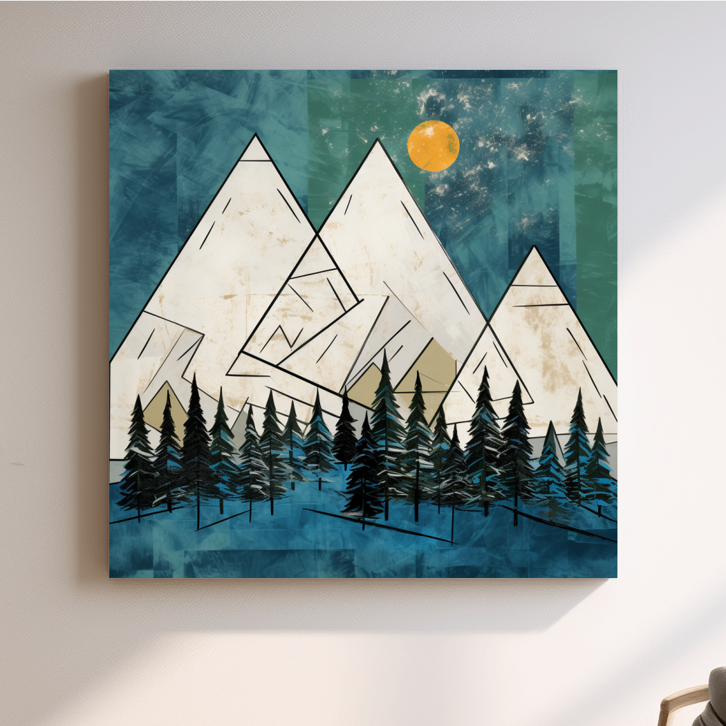 Mountain illustration artwork, treeline in the alpine