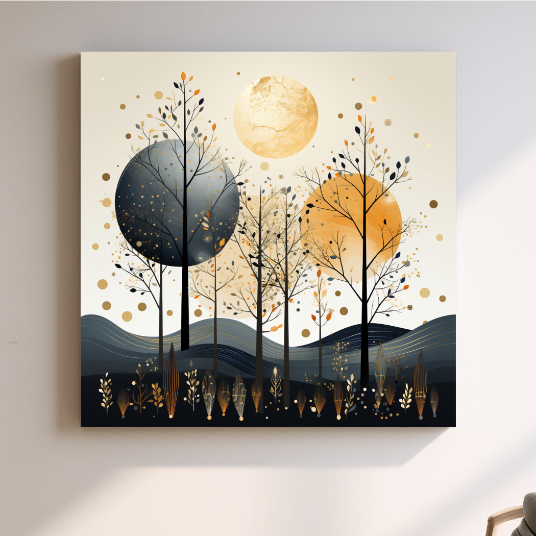 Chic Boho Tree Forest Landscape - Surreal Modern Wall Art