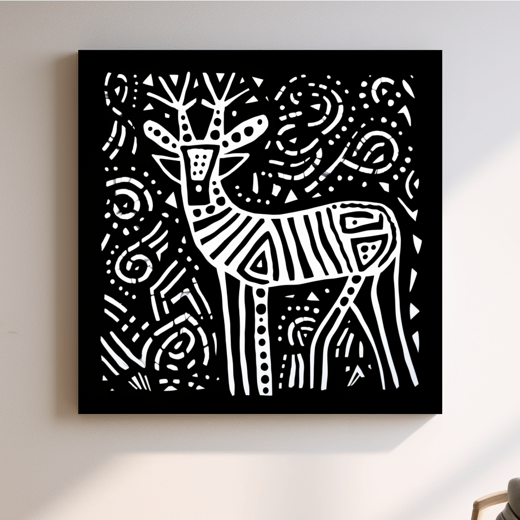 Simple tribal style doodle illustration of a deer