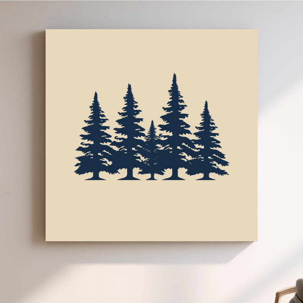 Minimal artwork, alpine treeline silhouette