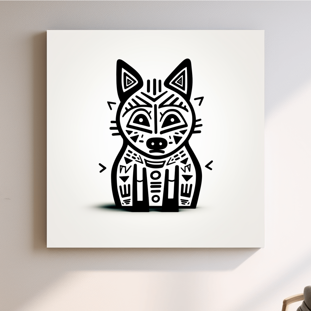 Outline of a cartoon fox, quirky doodle art