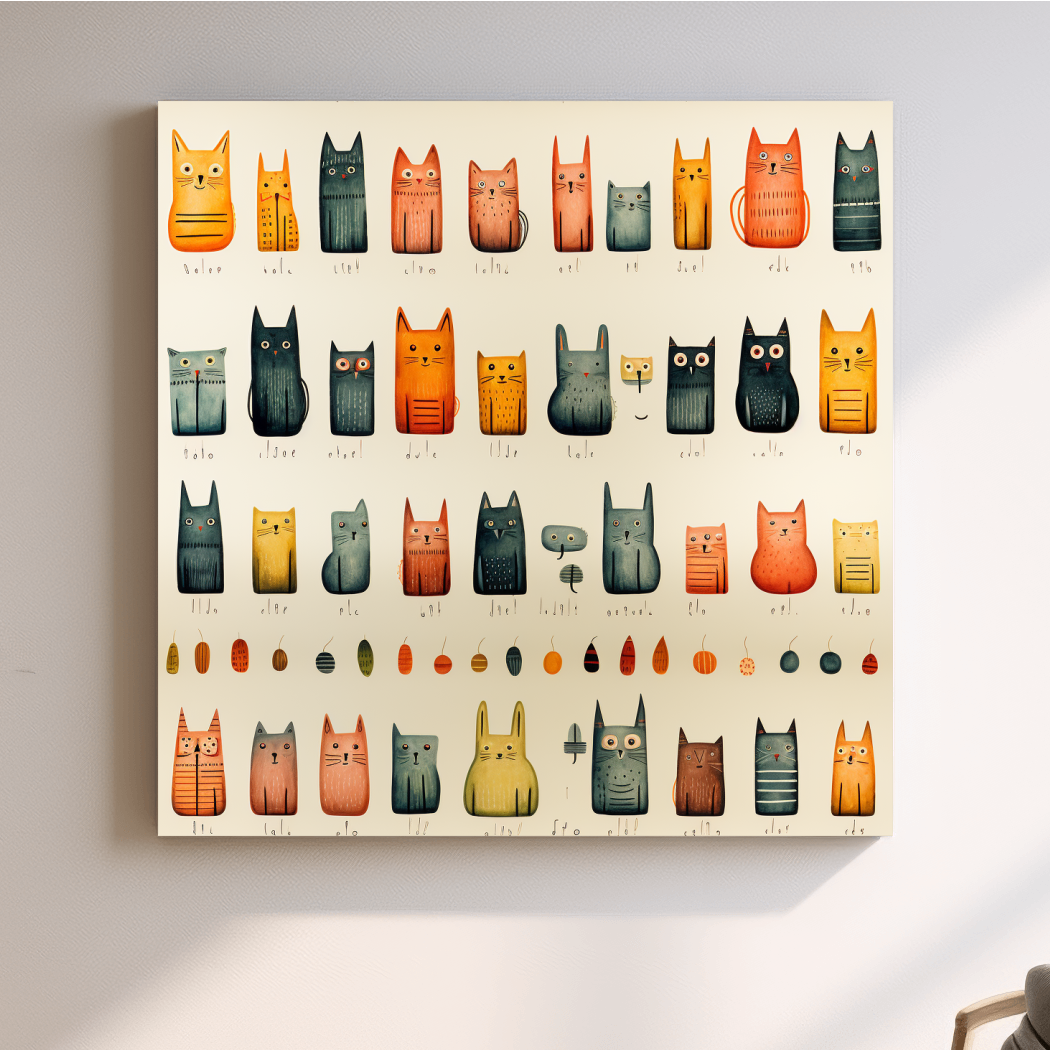 Quirky cats illustration artwork print