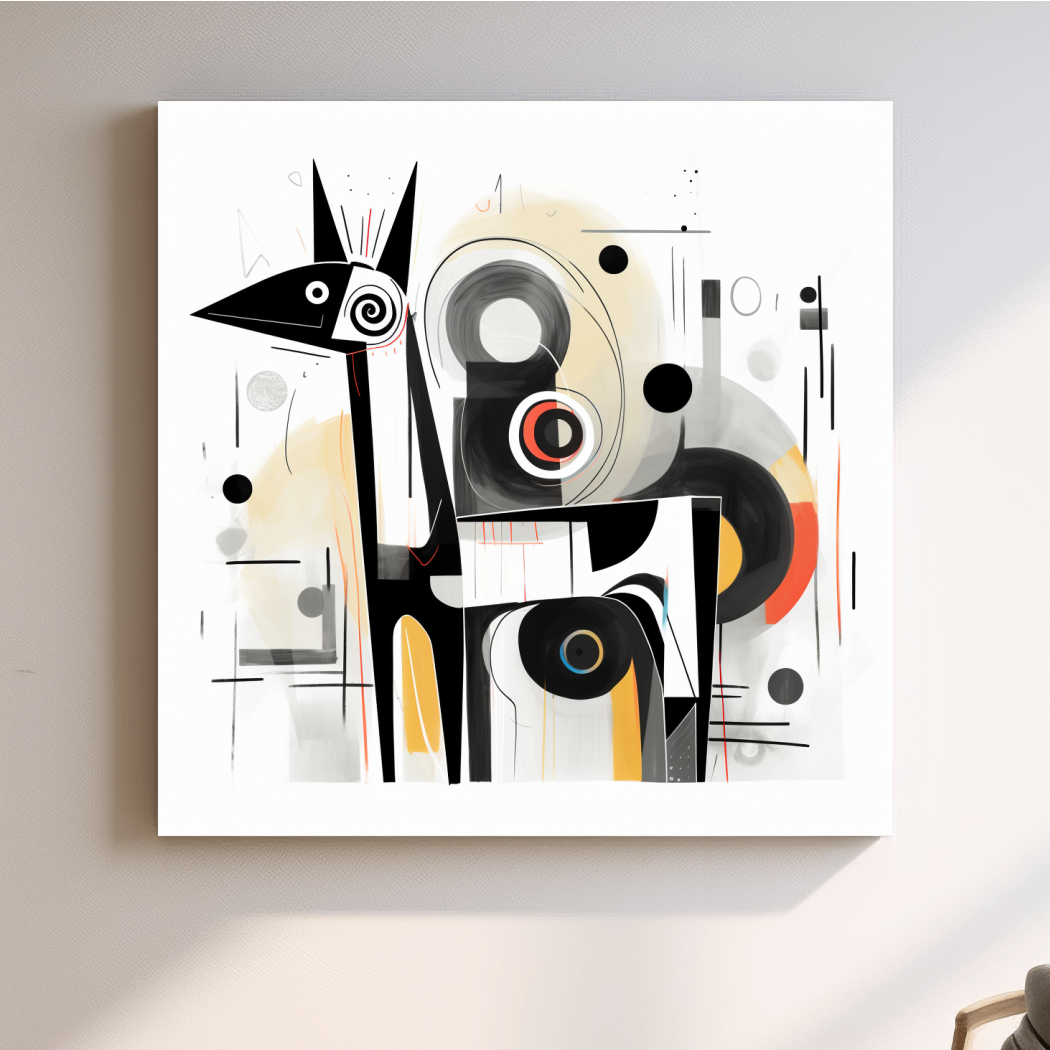 Abstract mid-century style painting of a geometric deer