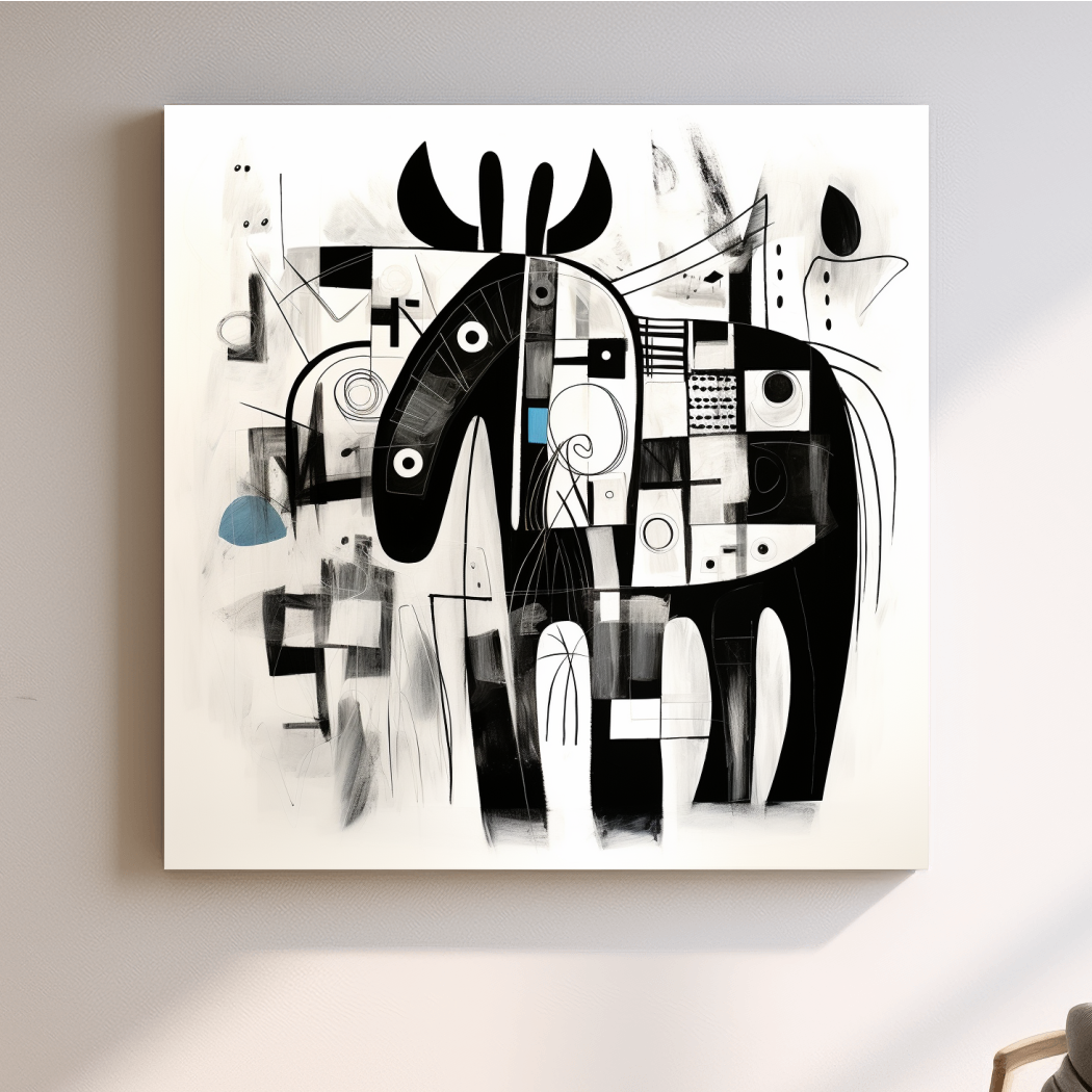 Mid-century abstract style painting of a moose