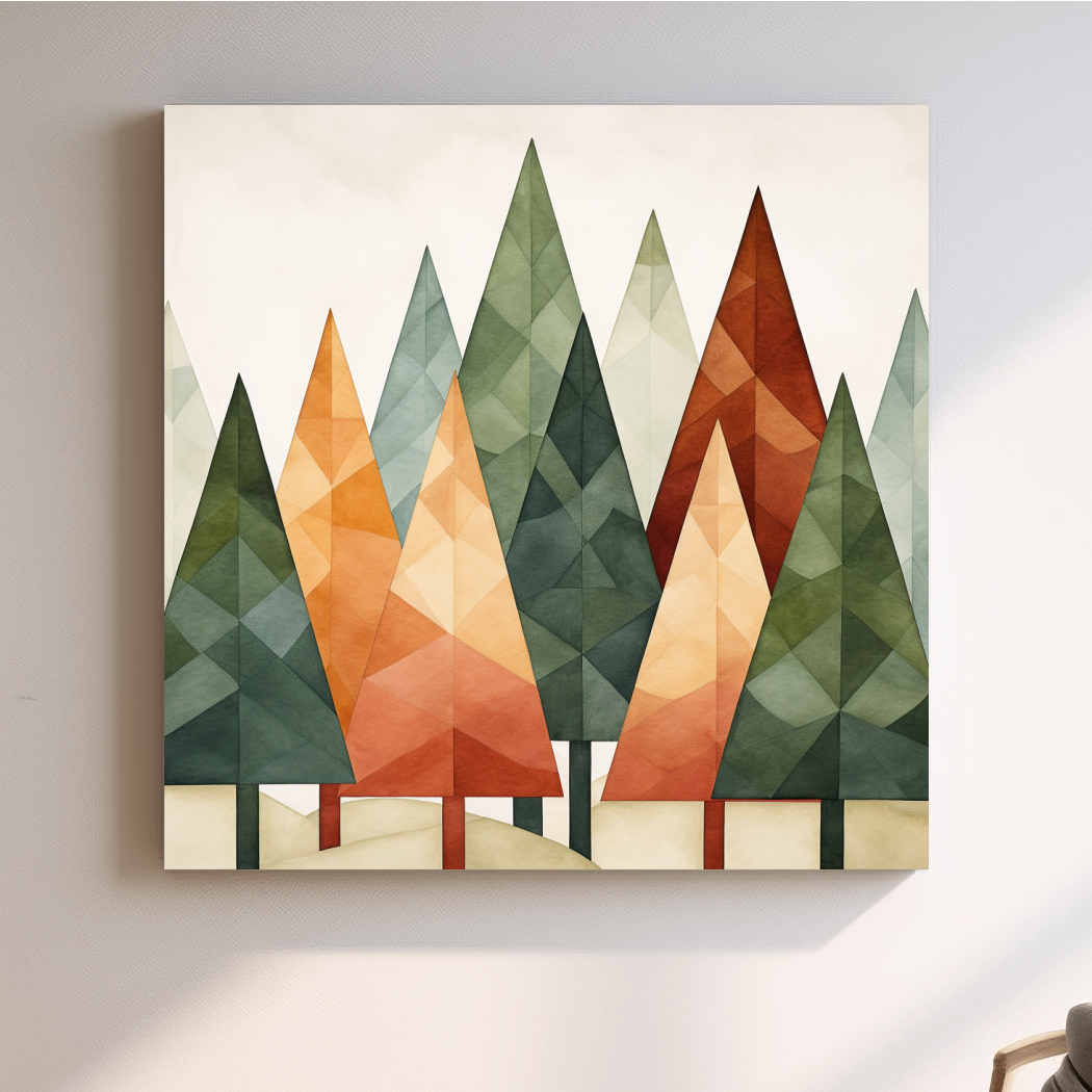 Rustic minimal forest art illustration