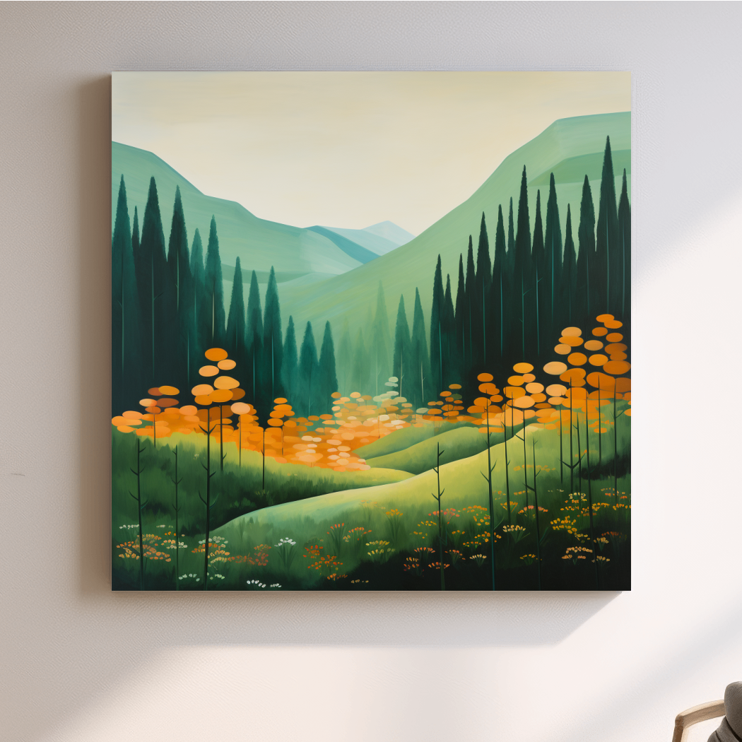 Storybook illustration, flowers in the alpine meadows