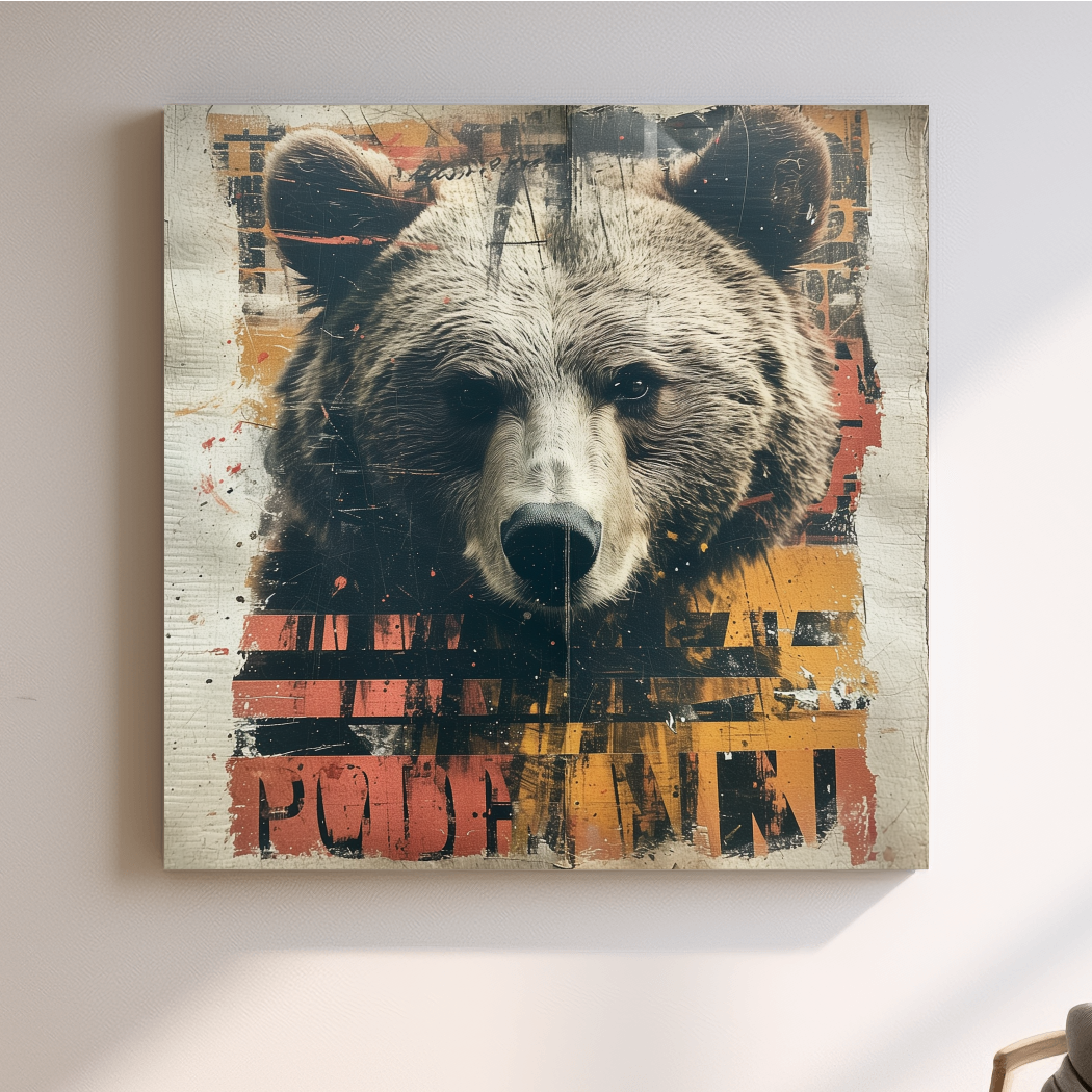 Grizzly bear collage artwork illustration