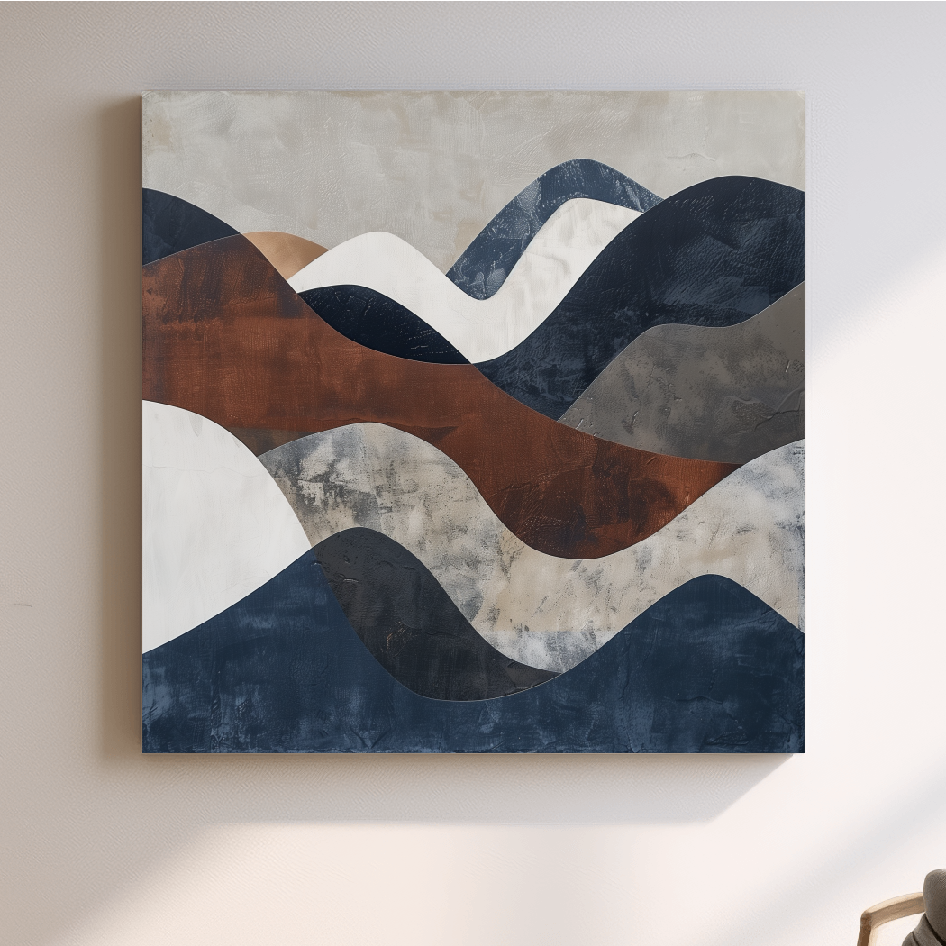 Modern abstract art, rolling mountain patterns wall art painting