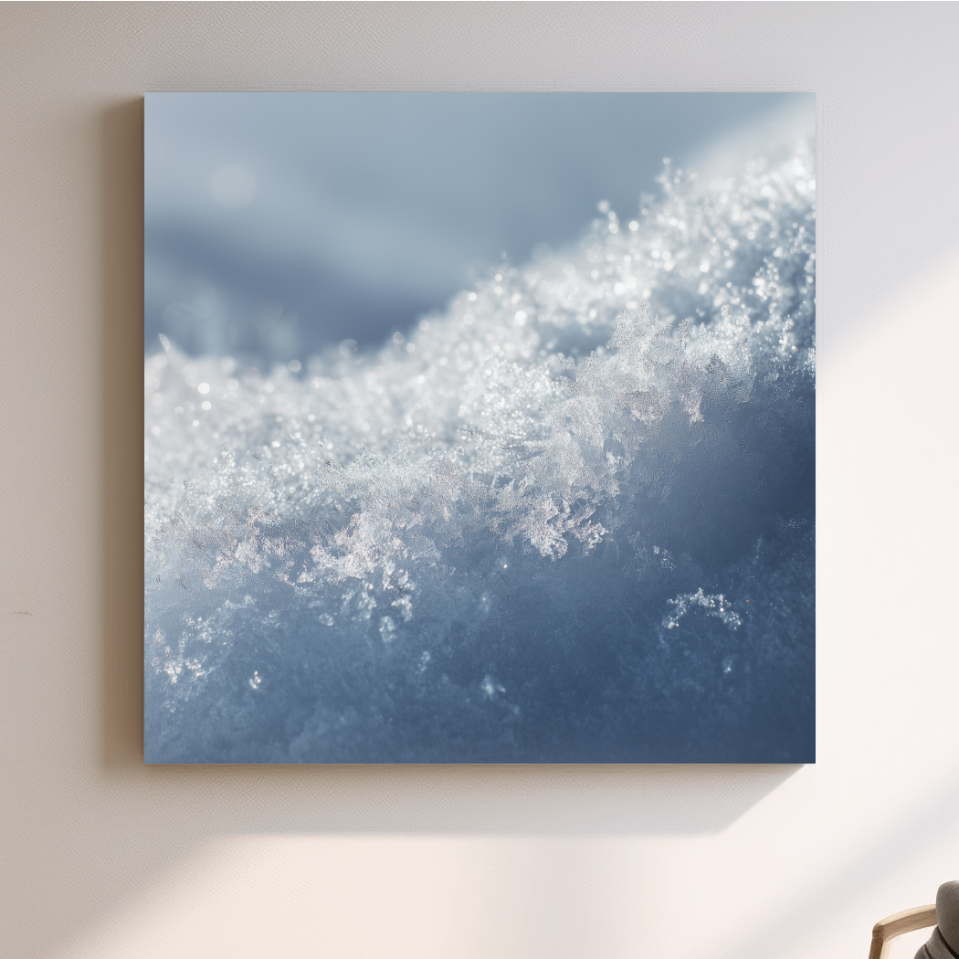 Sparkling Snowflake Ice Crystal Macro - Minimalist Winter Nature Wall Art