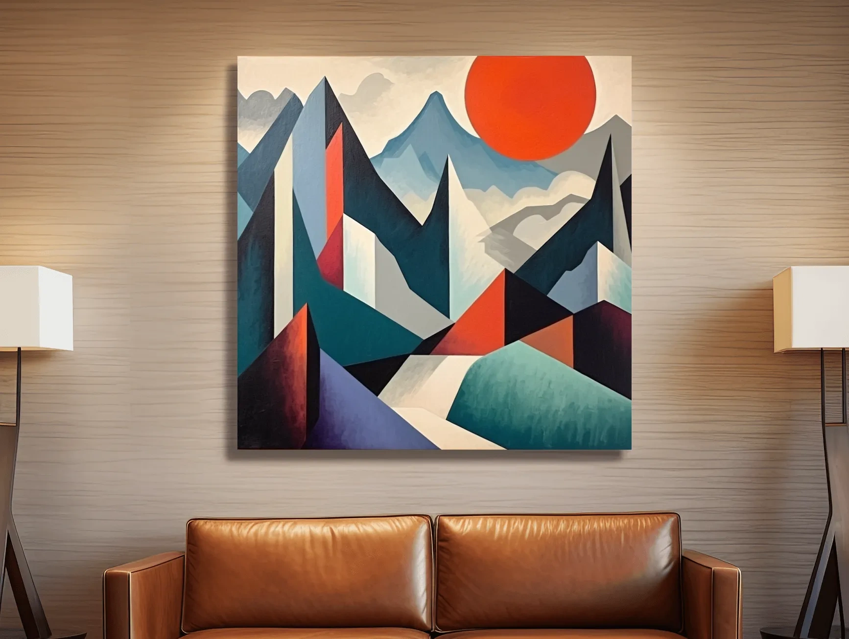 Abstract suprematism mountain painting